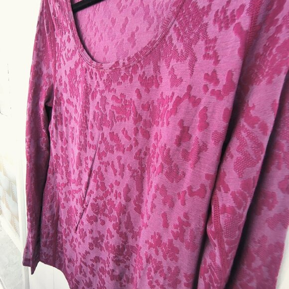 Three Dots textured scoop neck long sleeved top. Pink and Magenta Perfect, Comfy - Picture 5 of 5